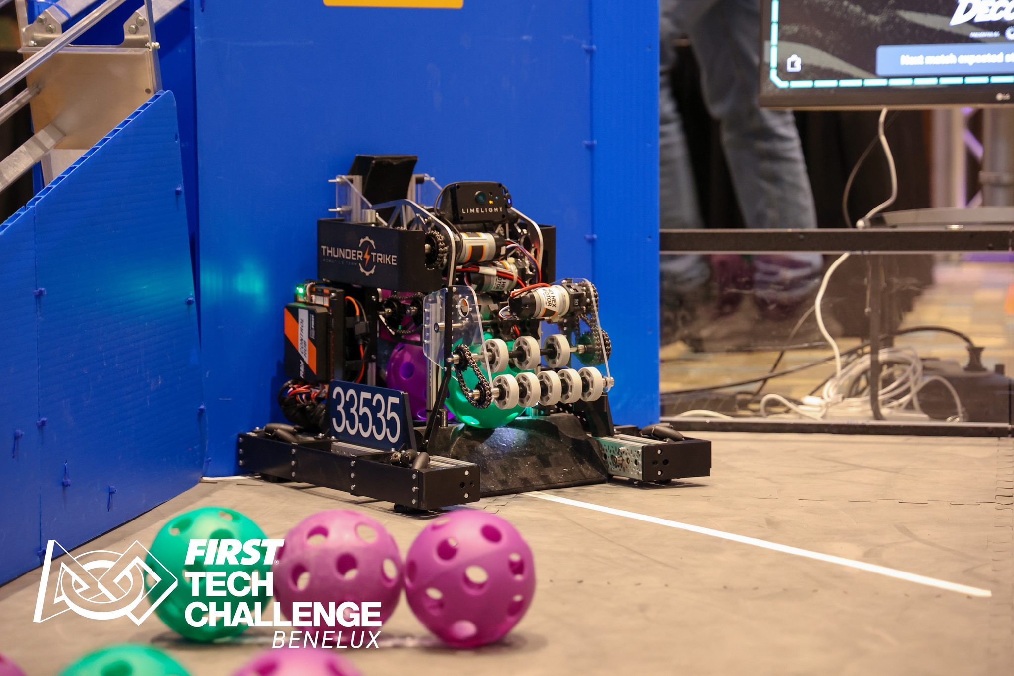 Thunderstrike robot 33535 on the field at the FTC Benelux Helmond Qualifier