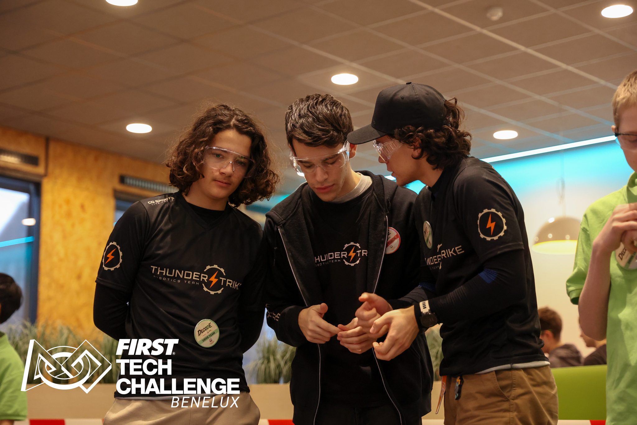 Thunderstrike's drive team at the field during the FTC Benelux Helmond Qualifier