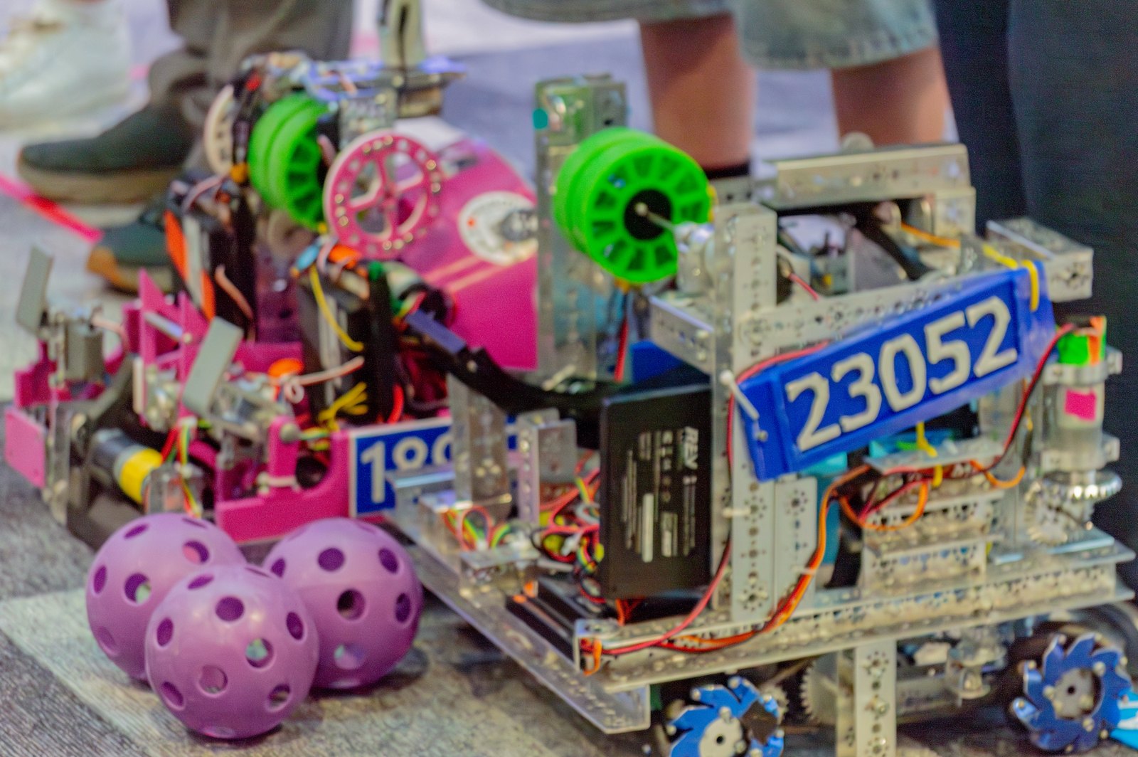 A competition robot in the pits at the Lisbon Scrimmage